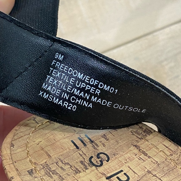 ESPIRIT black espadrille platform slide on wedge cork heel shoes - Picture 9 of 12